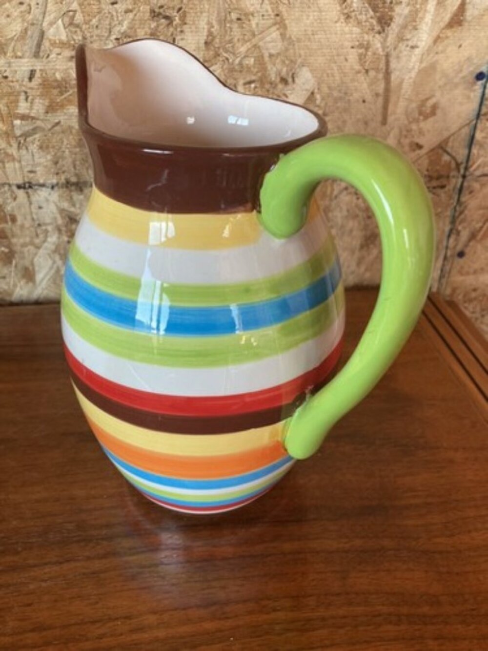 Striped Multicolor Ceramic Pitcher - Picture 6 of 10